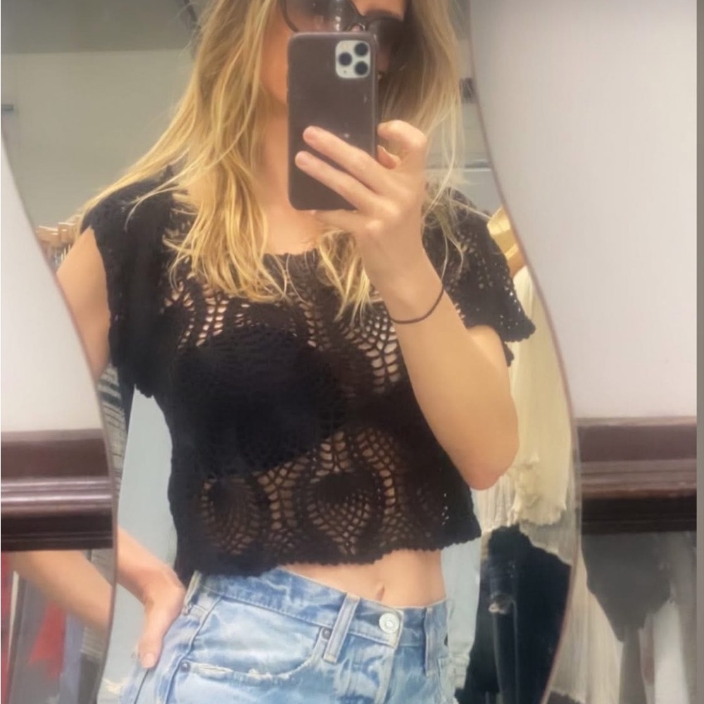 Black crochet Crop Top